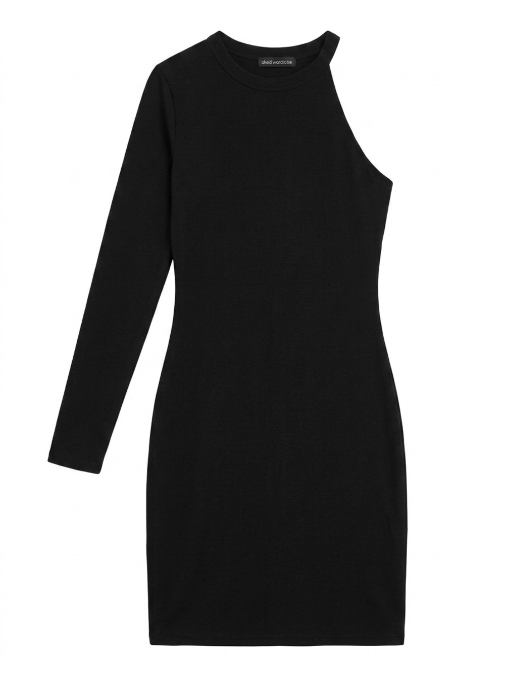 naked wardrobe Black Asymmetrical One-Shoulder Bodycon Dress - Picture 2 of 4